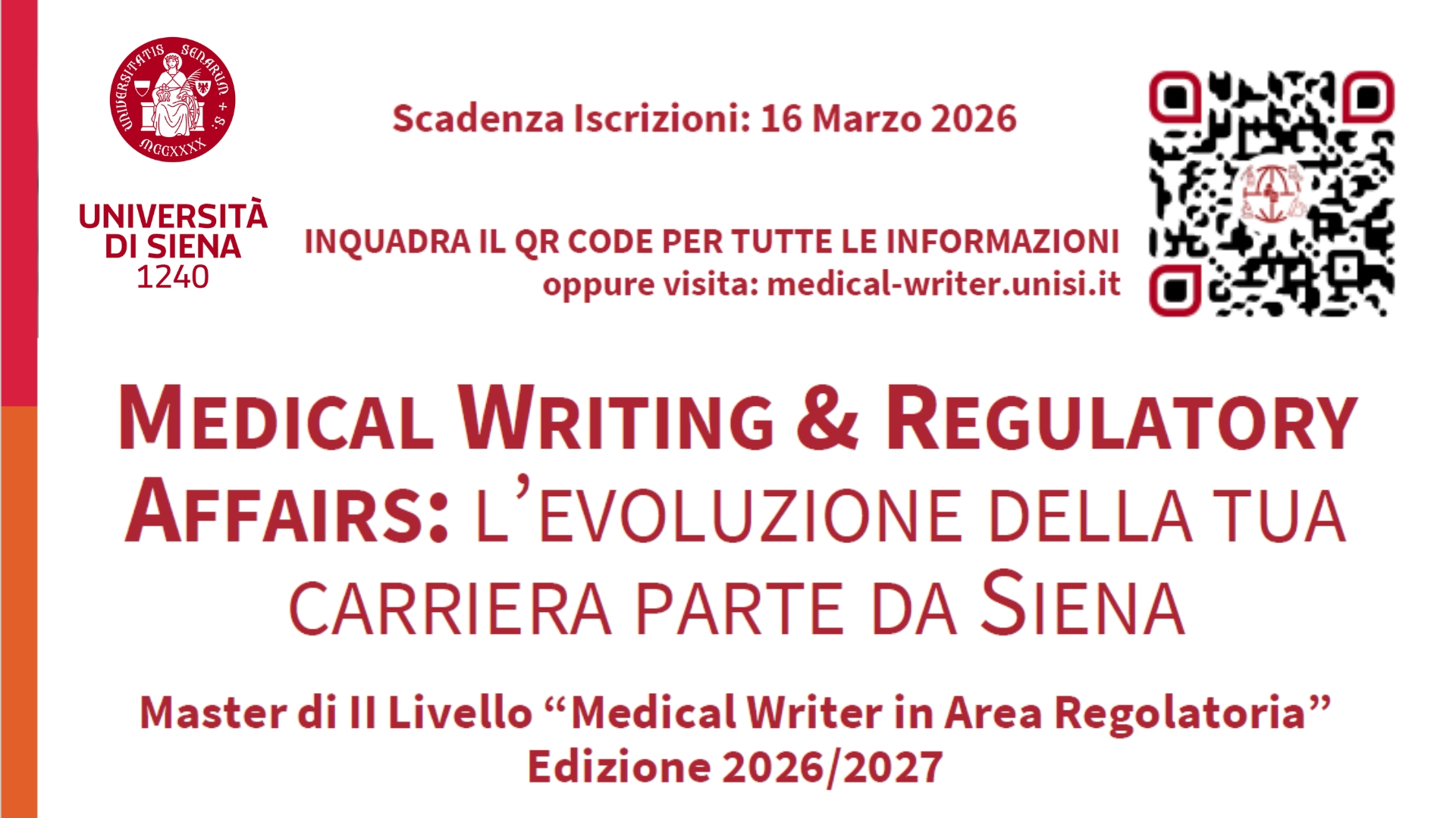 Clicca per accedere all'articolo Master di II livello in “Medical Writer in Area Regolatoria” dell'Università di Siena